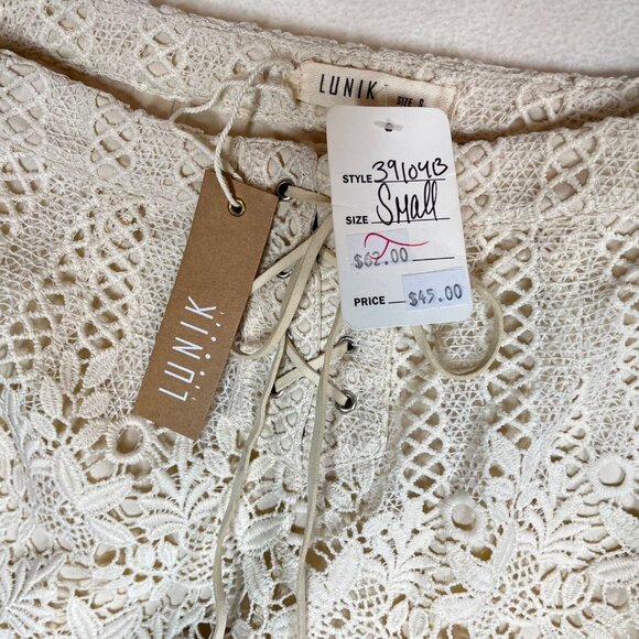 Lunik Crochet Lace Fringe Shorts Size S - Picture 3 of 6